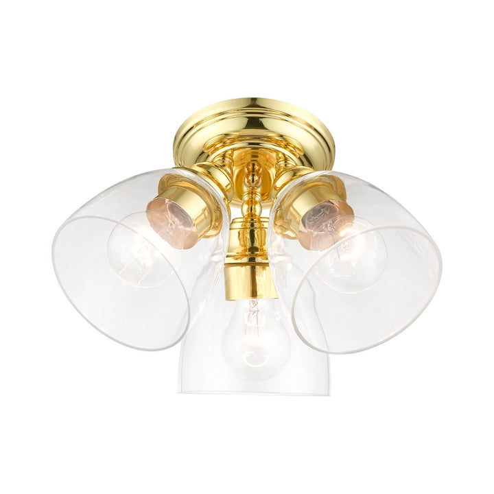 3 Light Polished Brass Semi-Flush