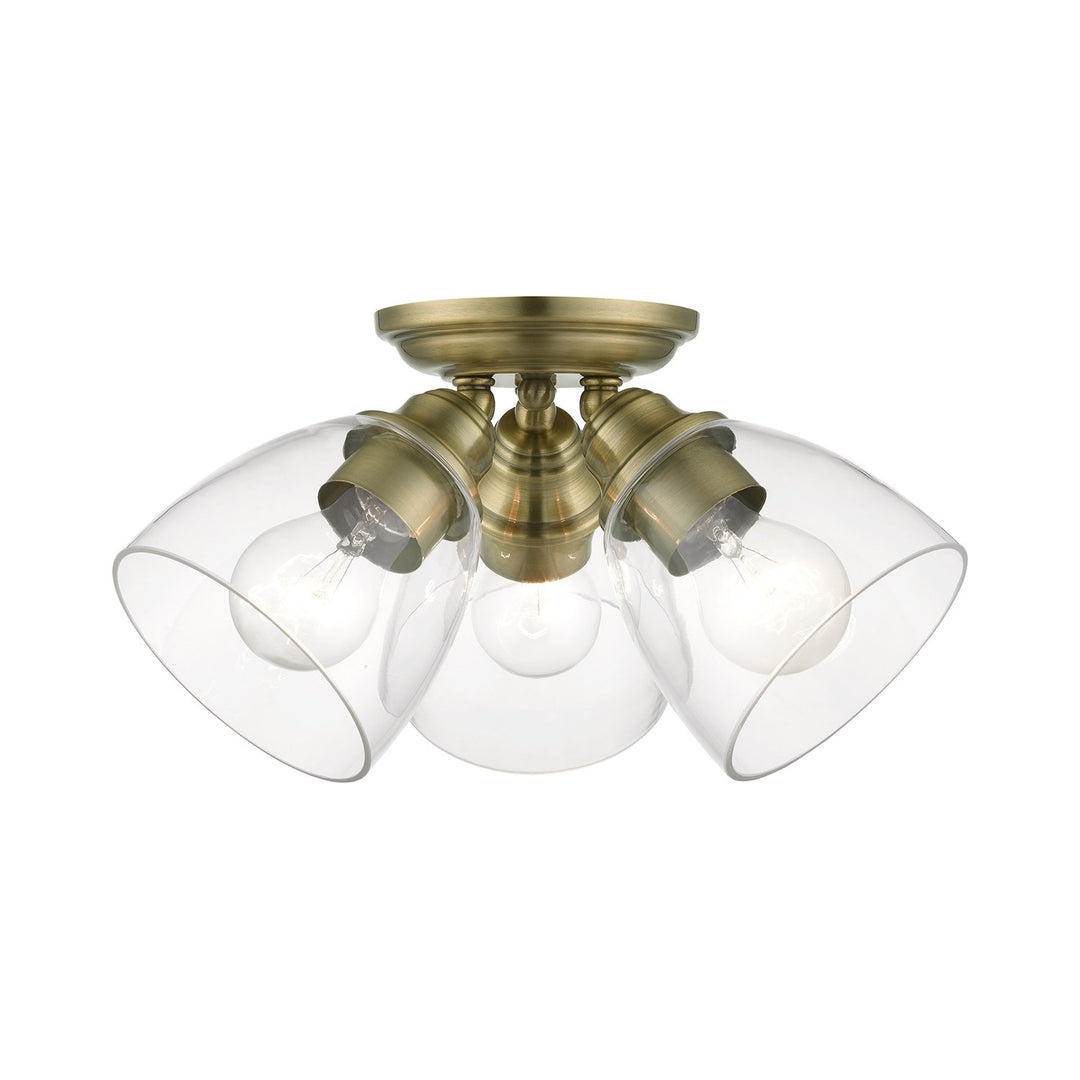 3 Light Antique Brass Semi-Flush by Livex Lighting