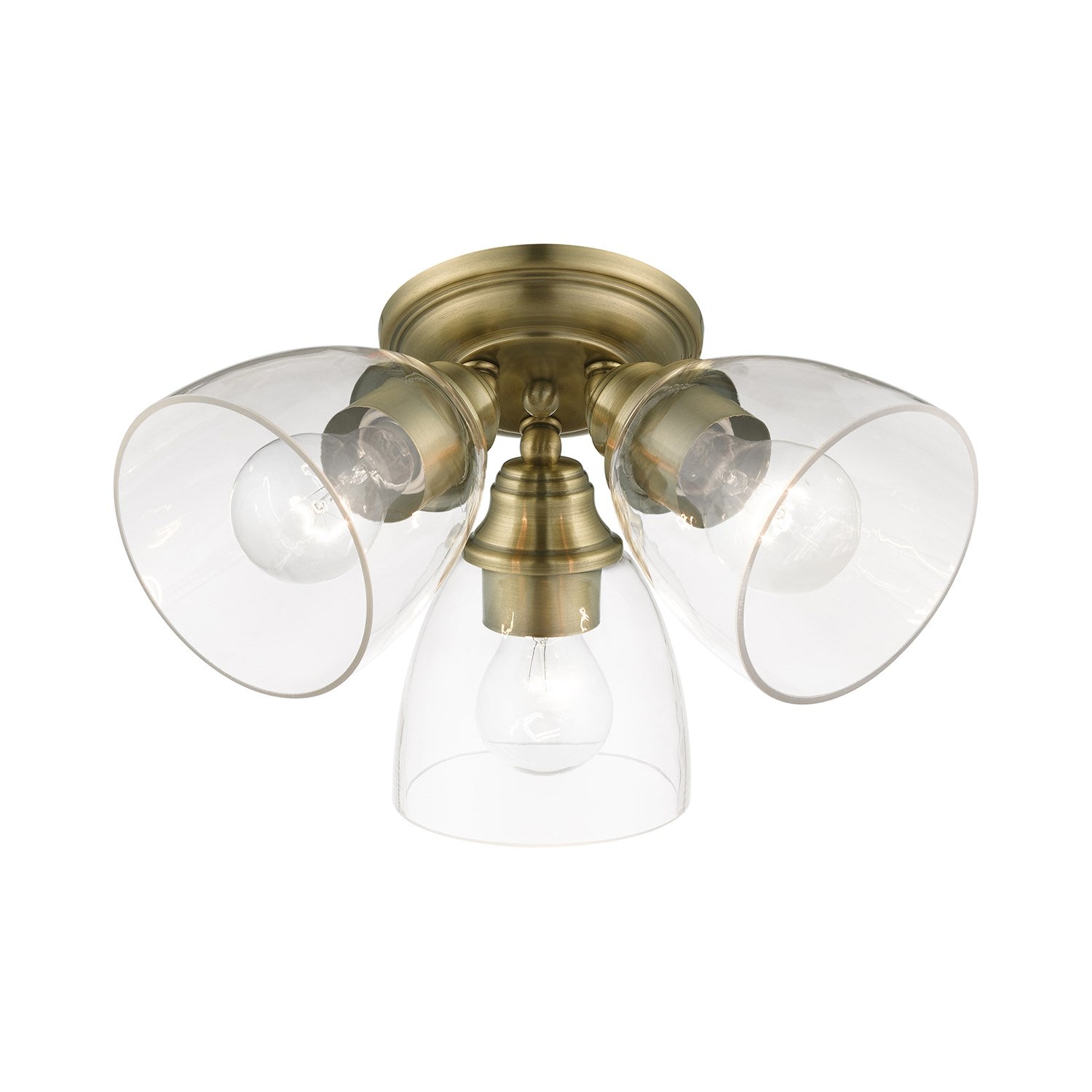 3 Light Antique Brass Semi-Flush
