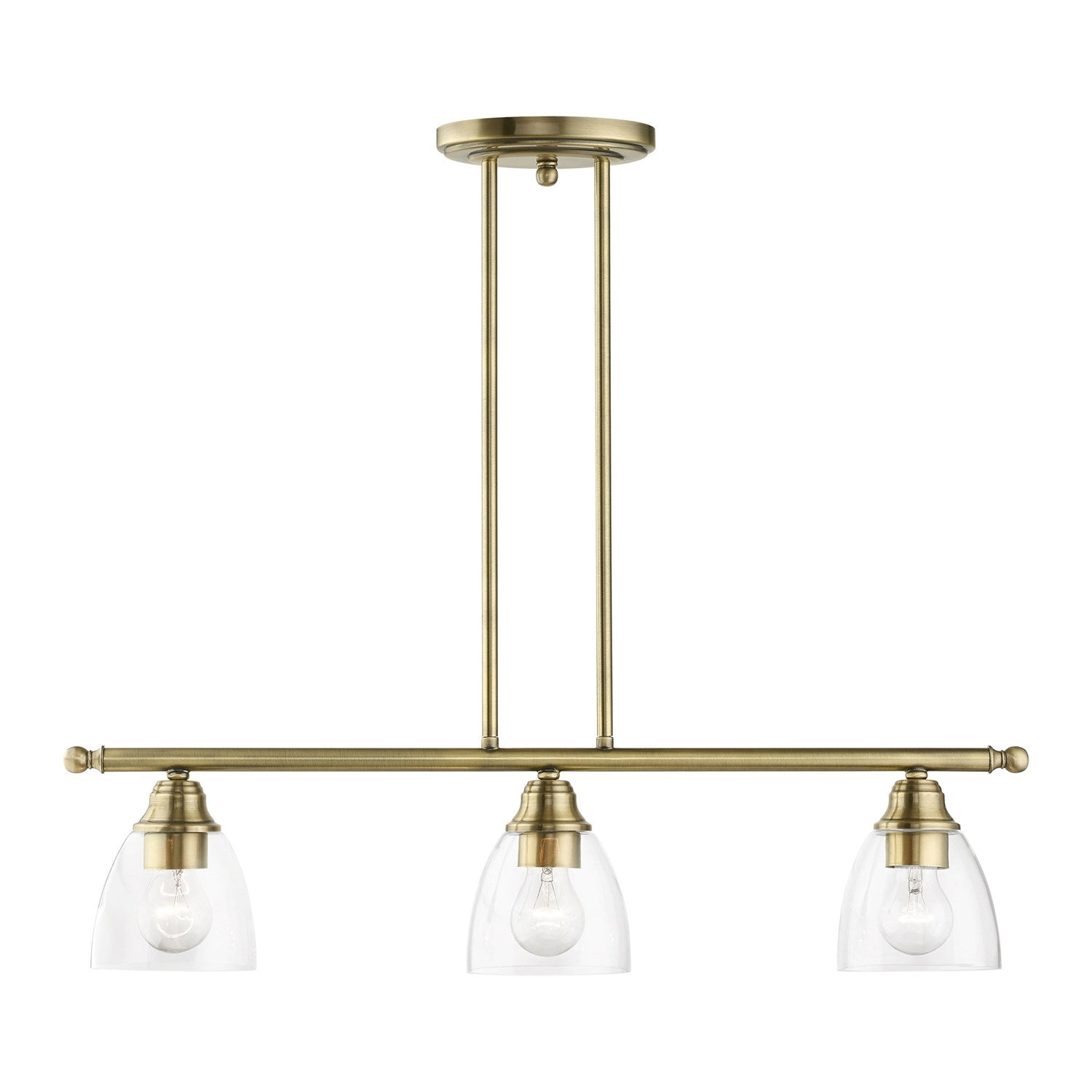3 Light Antique Brass Linear Chandelier by Livex Lighting