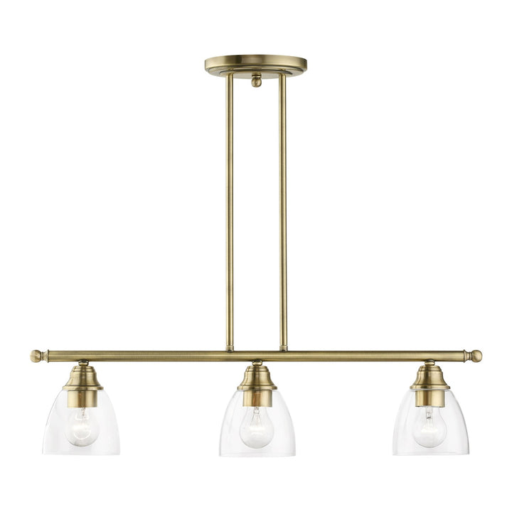 3 Light Antique Brass Linear Chandelier by Livex Lighting