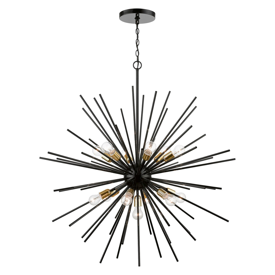 13 Light Shiny Black With Polished Brass Accents Extra Large Foyer Chandelier by Livex Lighting