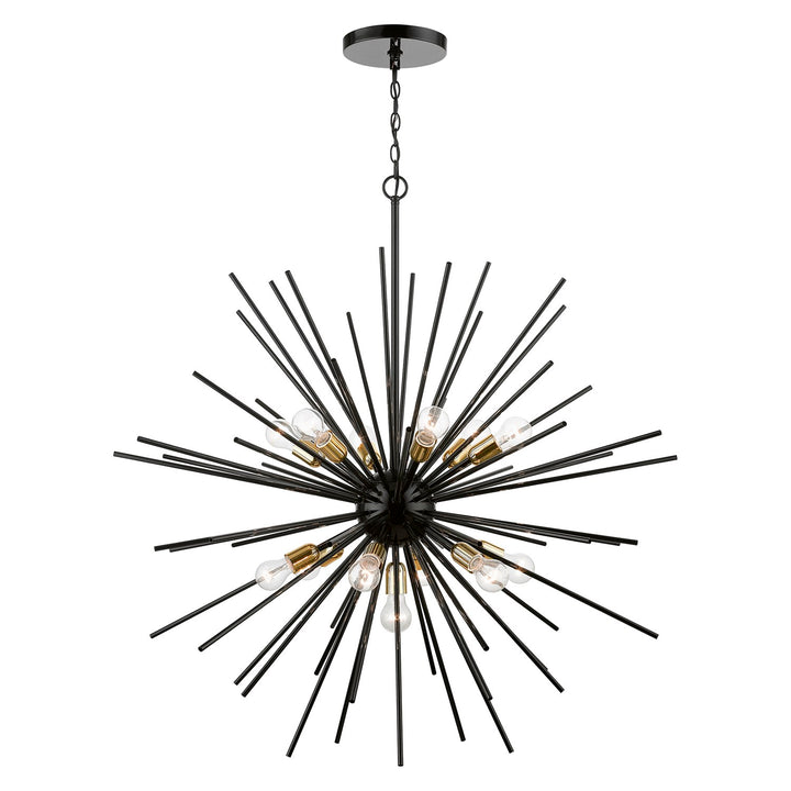 13 Light Shiny Black With Polished Brass Accents Extra Large Foyer Chandelier by Livex Lighting