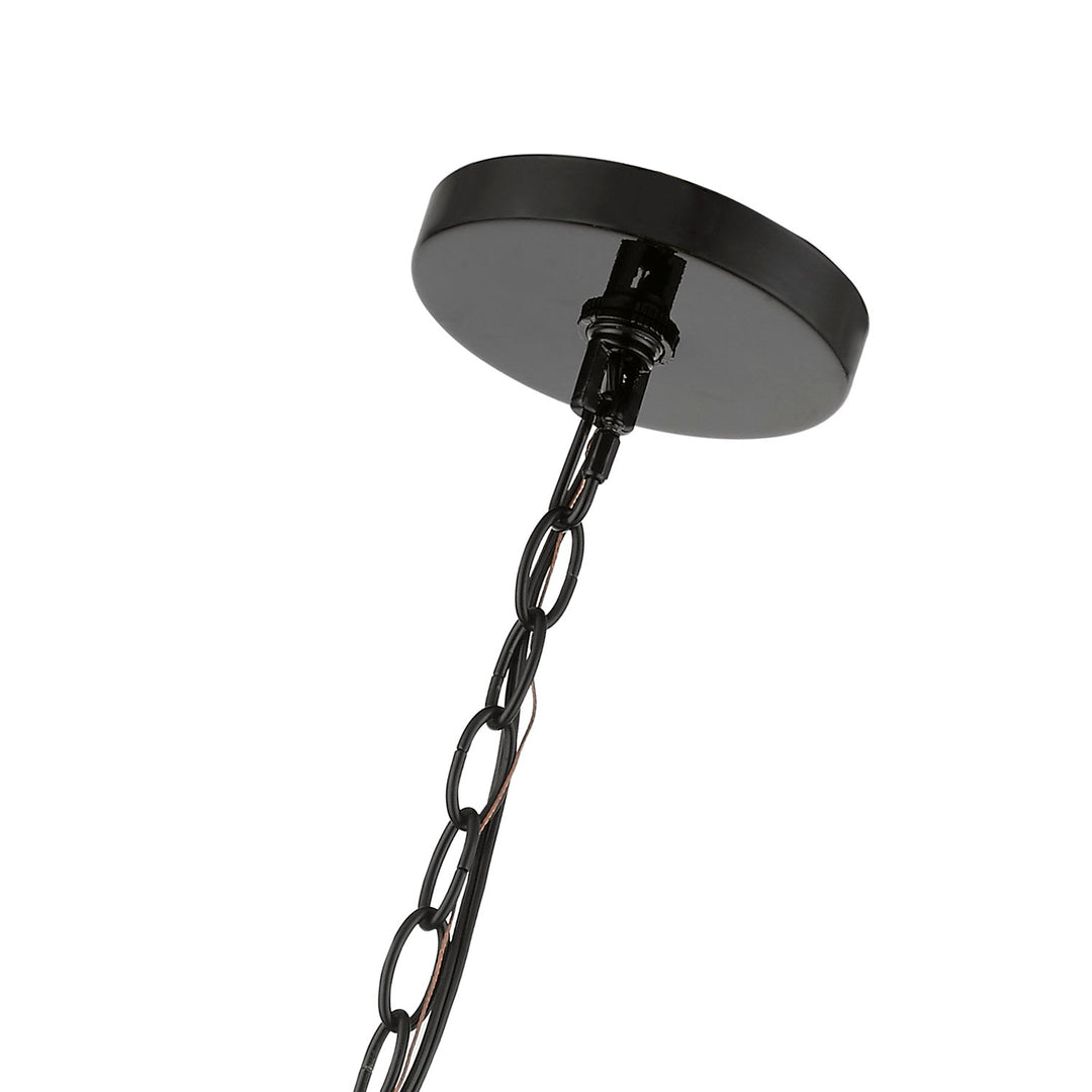 9 Light Shiny Black With Polished Brass Accents Foyer Pendant Chandelier
