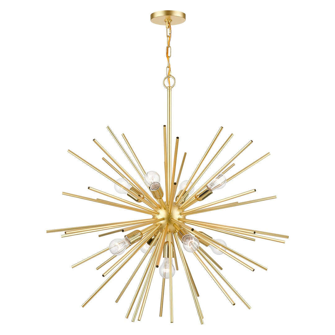 9 Light Soft Gold With Polished Brass Accents Foyer Pendant Chandelier by Livex Lighting