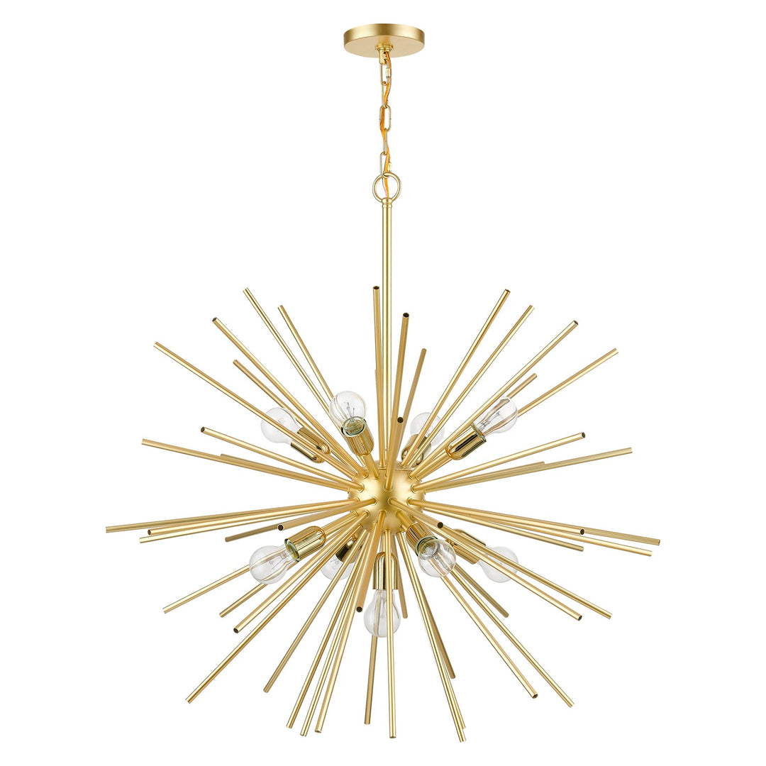 9 Light Soft Gold With Polished Brass Accents Foyer Pendant Chandelier
