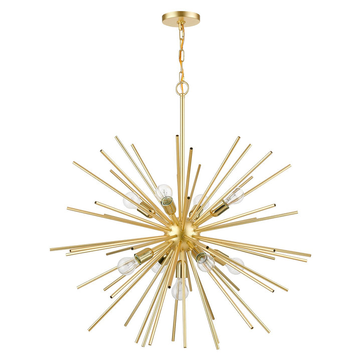 9 Light Soft Gold With Polished Brass Accents Foyer Pendant Chandelier