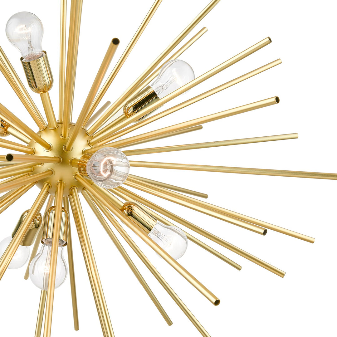 9 Light Soft Gold With Polished Brass Accents Foyer Pendant Chandelier