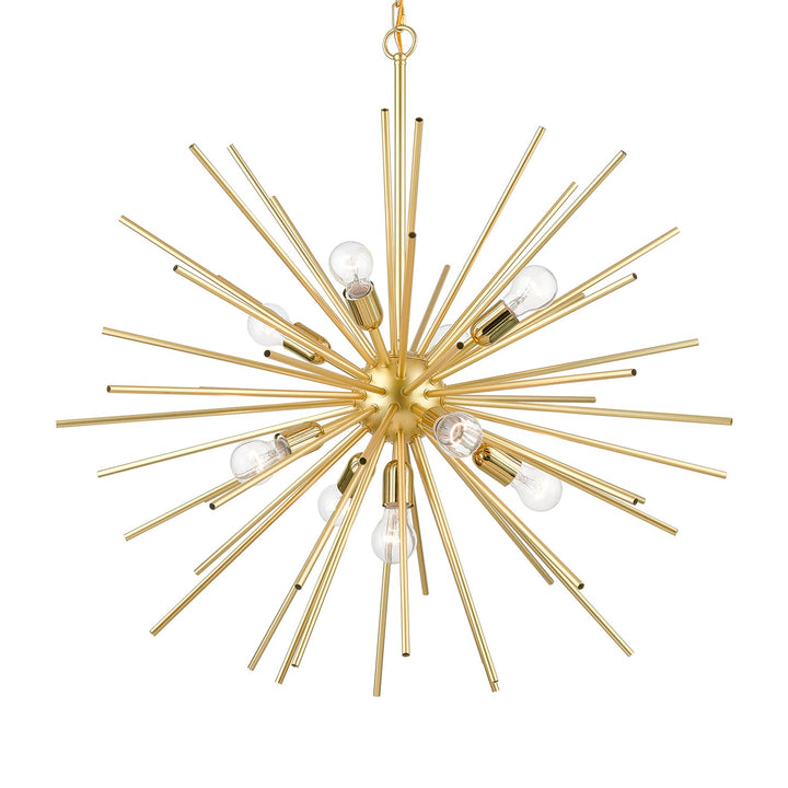9 Light Soft Gold With Polished Brass Accents Foyer Pendant Chandelier