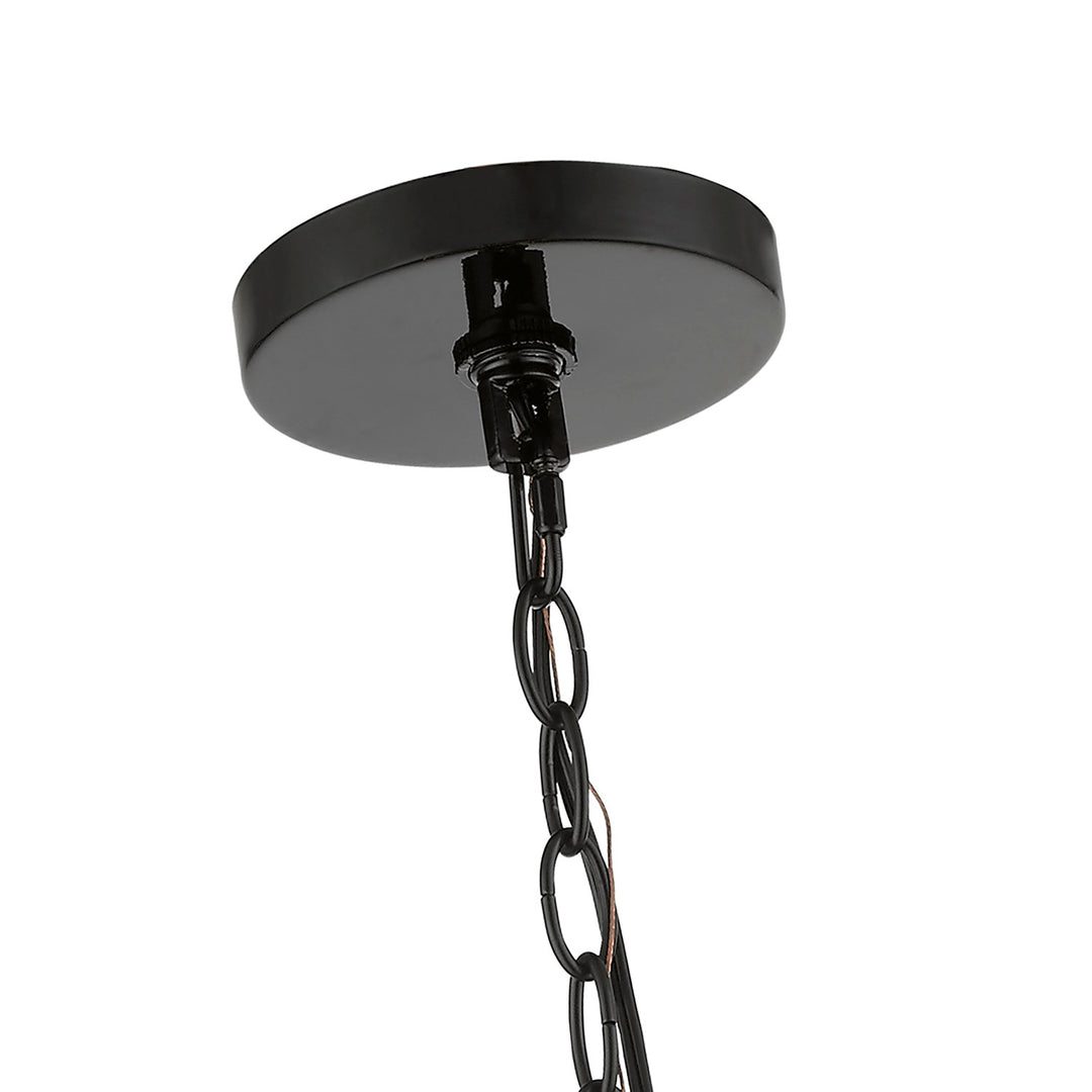 7 Light Shiny Black With Polished Brass Accents Pendant Chandelier