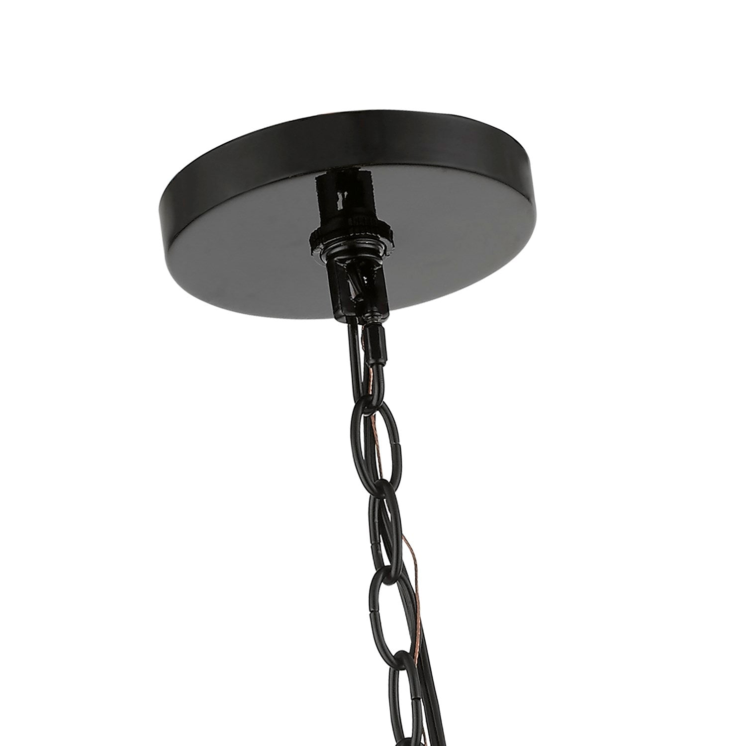 7 Light Shiny Black With Polished Brass Accents Pendant Chandelier