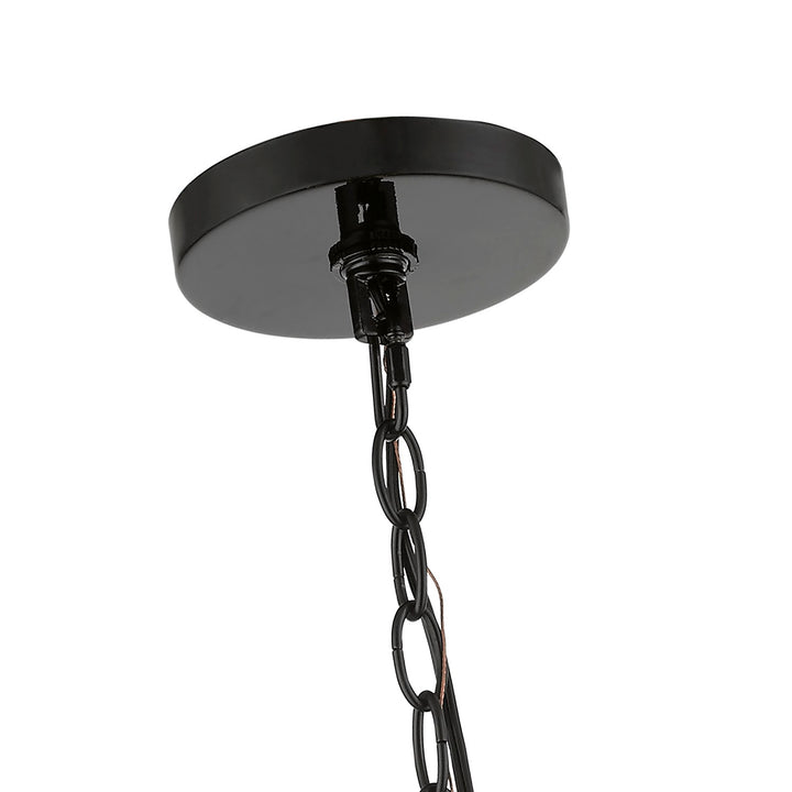 7 Light Shiny Black With Polished Brass Accents Pendant Chandelier