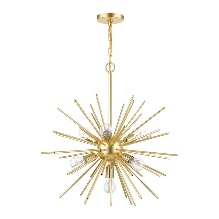 7 Light Soft Gold With Polished Brass Accents Pendant Chandelier by Livex Lighting