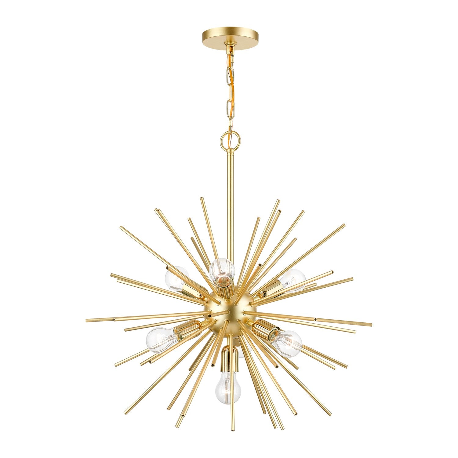 7 Light Soft Gold With Polished Brass Accents Pendant Chandelier