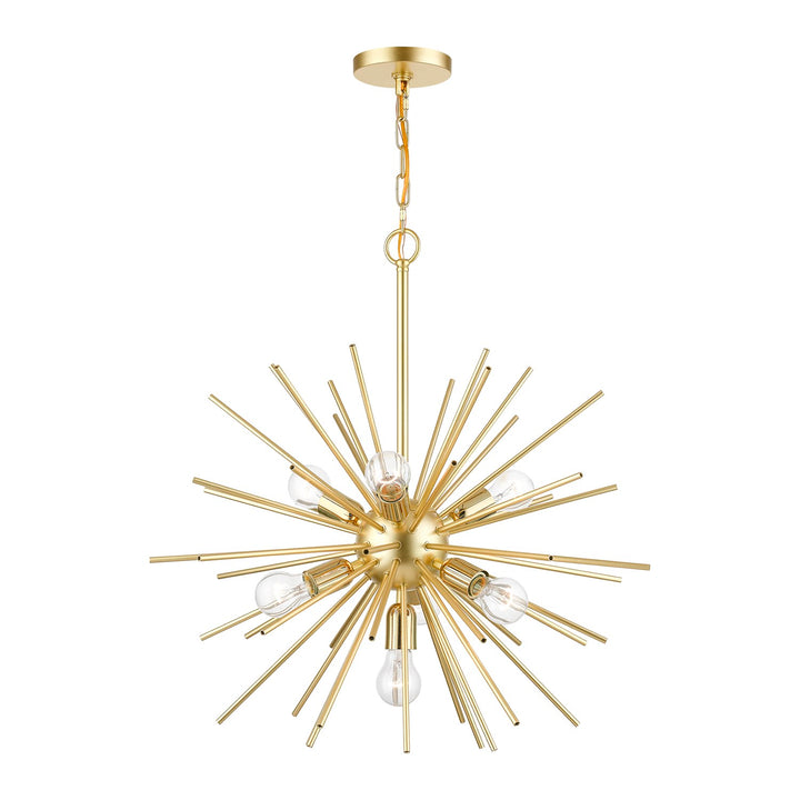 7 Light Soft Gold With Polished Brass Accents Pendant Chandelier