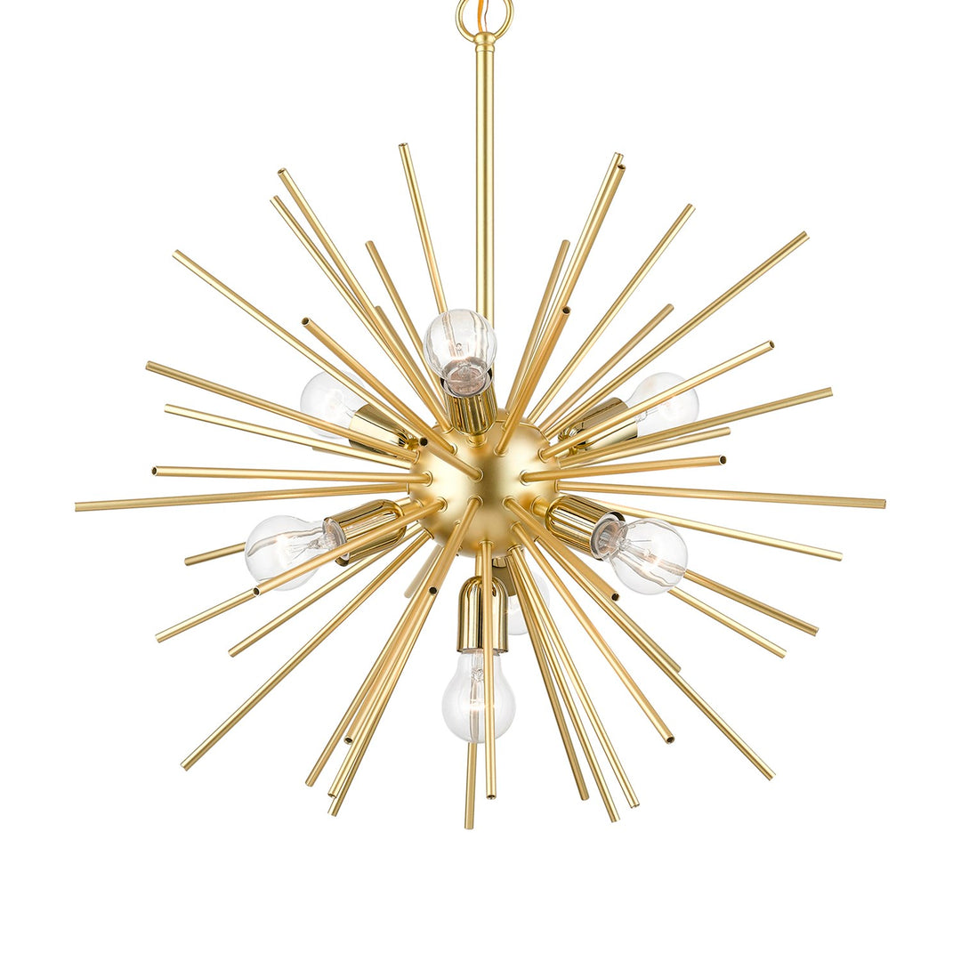 7 Light Soft Gold With Polished Brass Accents Pendant Chandelier