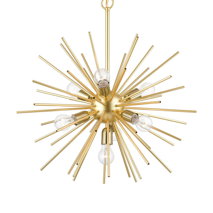 7 Light Soft Gold With Polished Brass Accents Pendant Chandelier