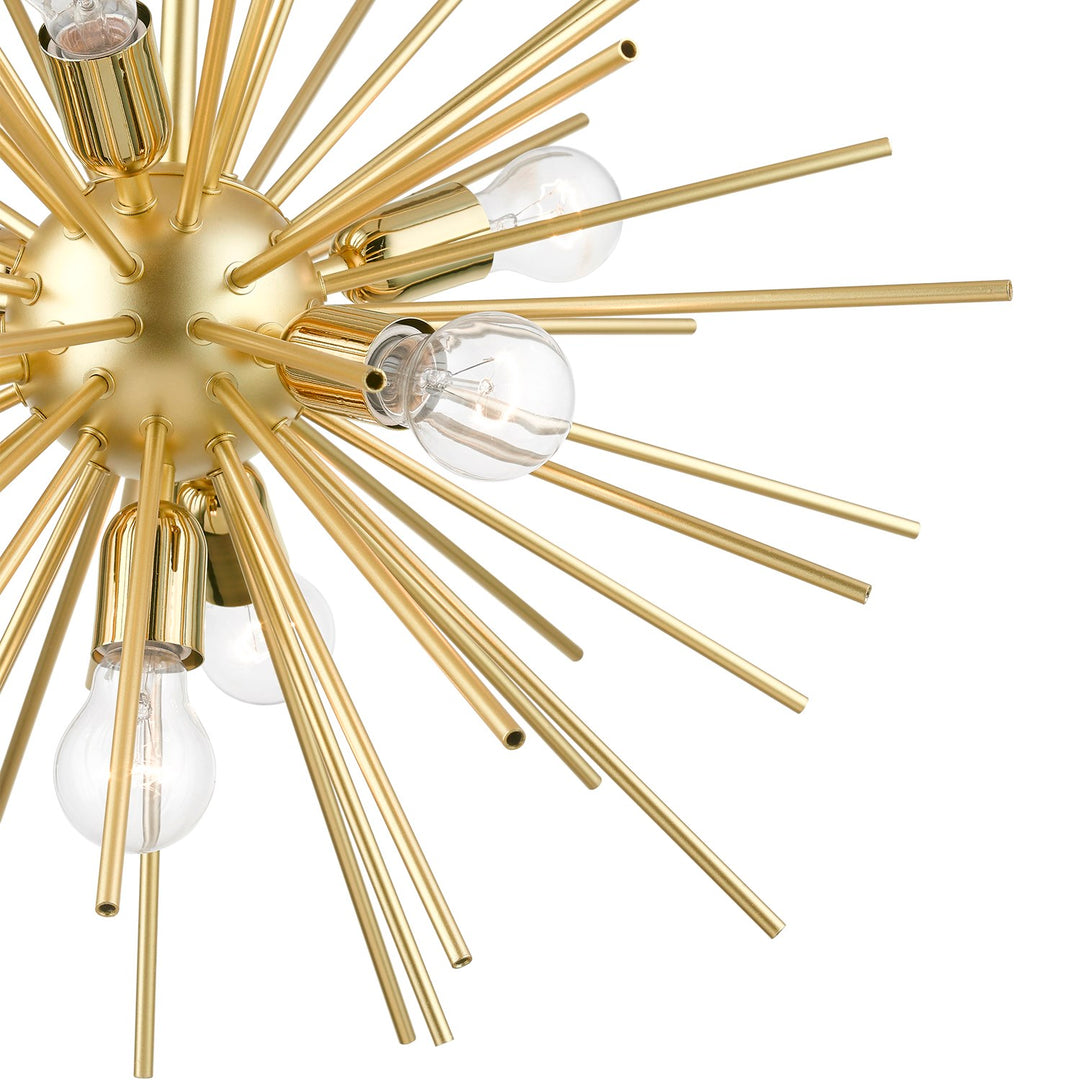 7 Light Soft Gold With Polished Brass Accents Pendant Chandelier