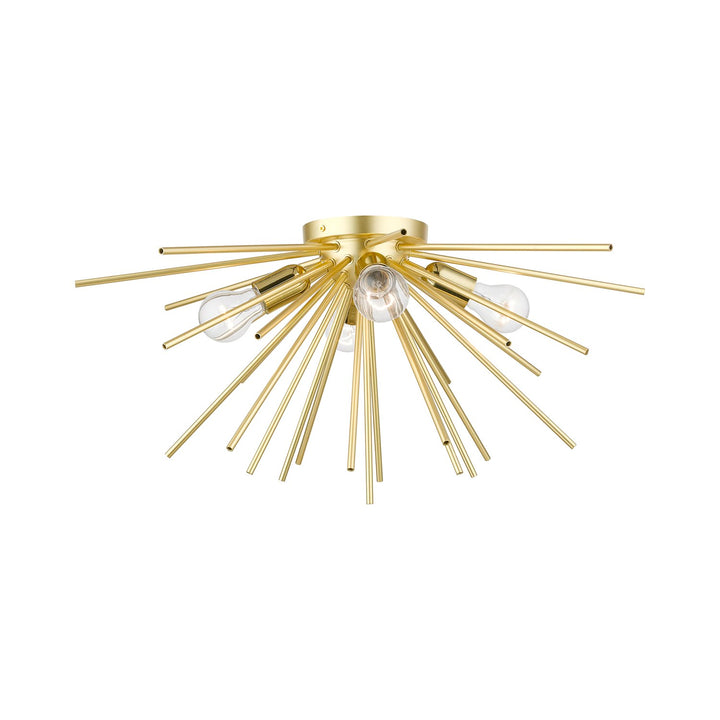 4 Light Soft Gold With Polished Brass Accents Large Flush Mount by Livex Lighting