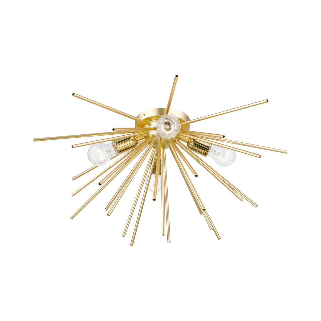 4 Light Soft Gold With Polished Brass Accents Large Flush Mount