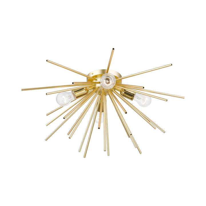 4 Light Soft Gold With Polished Brass Accents Large Flush Mount
