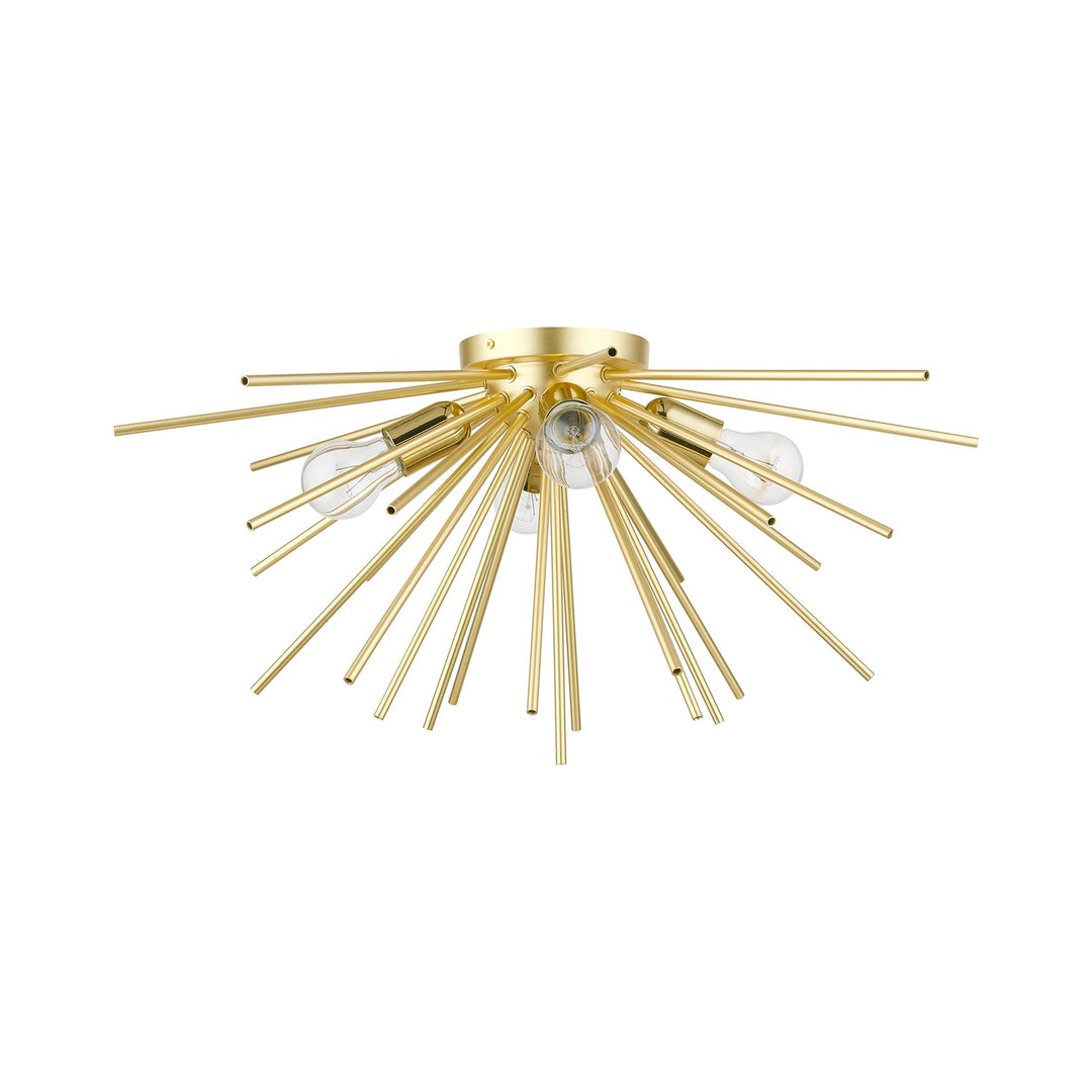 4 Light Soft Gold With Polished Brass Accents Large Flush Mount