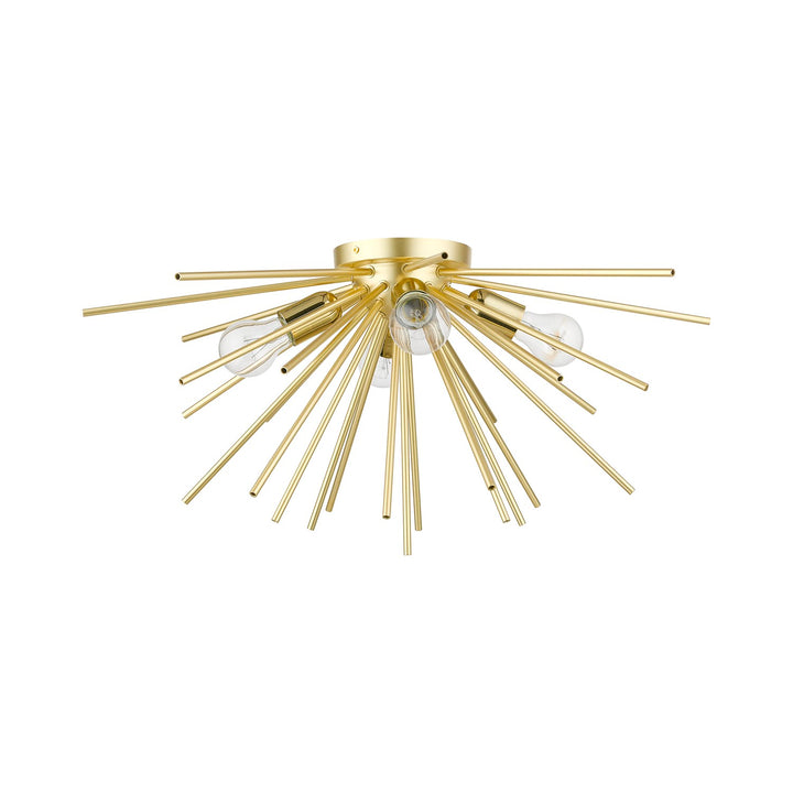 4 Light Soft Gold With Polished Brass Accents Large Flush Mount
