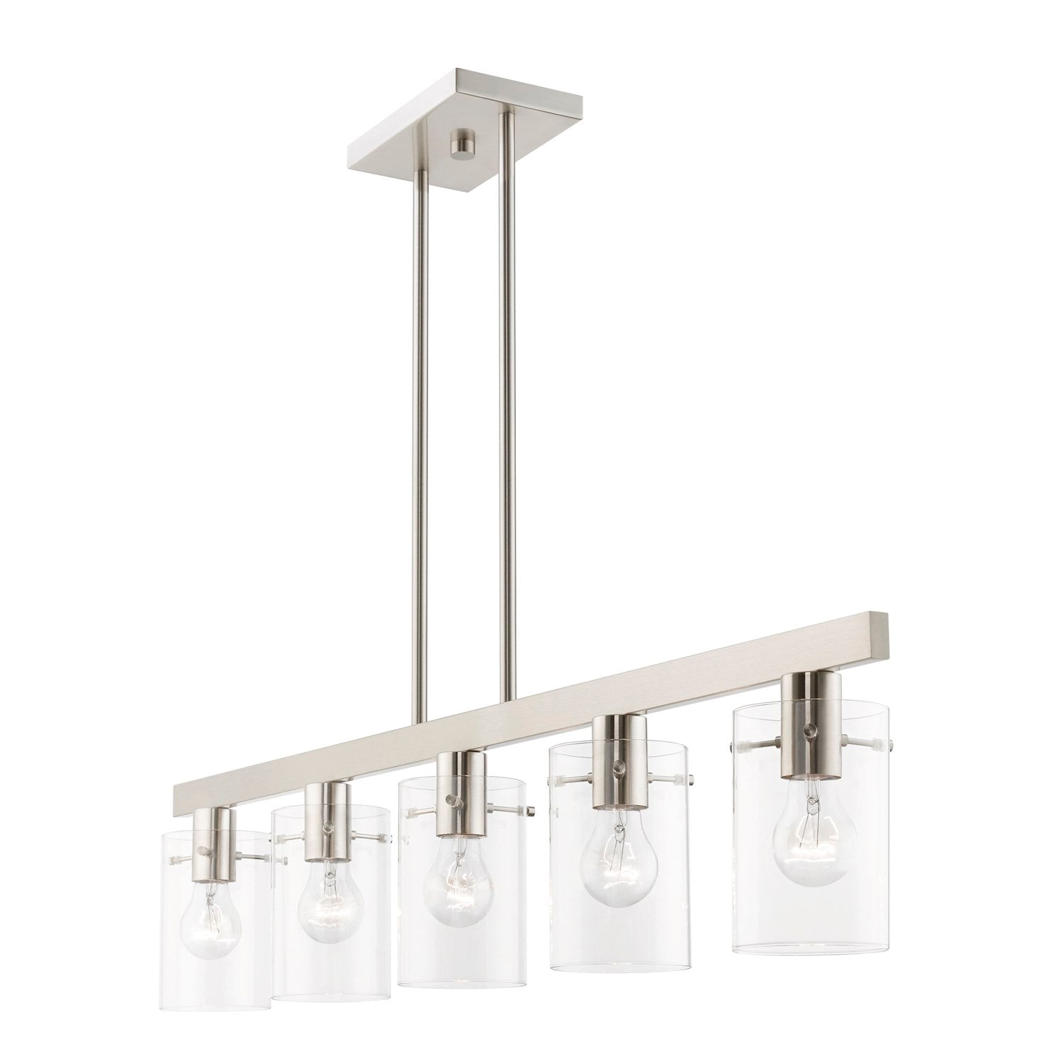 5 Light Brushed Nickel Linear Chandelier