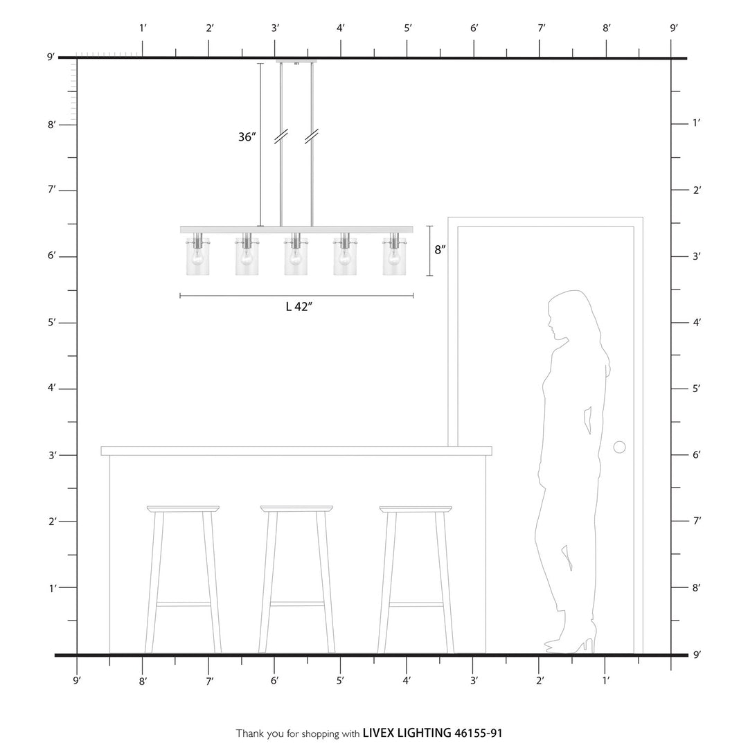 5 Light Brushed Nickel Linear Chandelier
