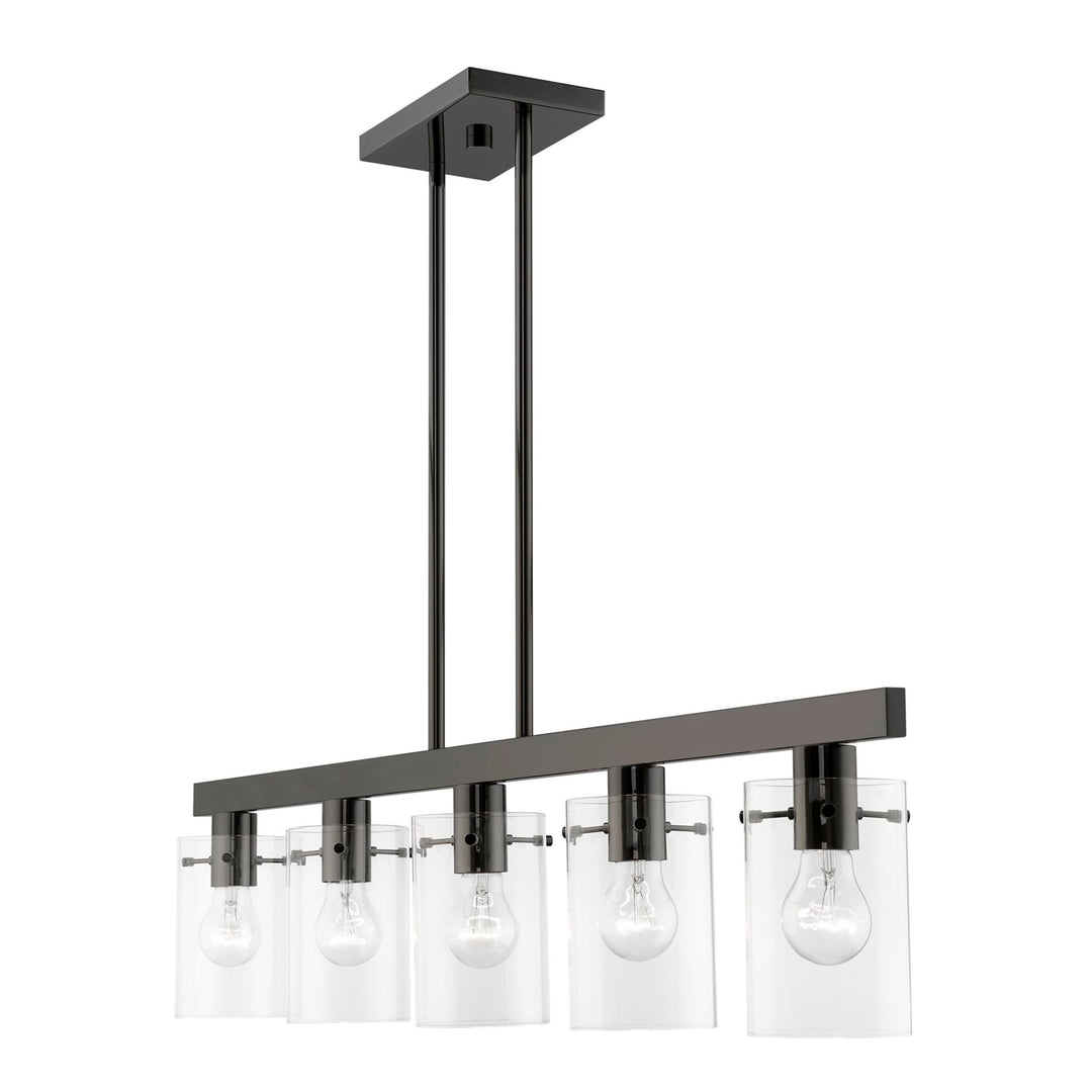 5 Light Black Chrome Linear Chandelier