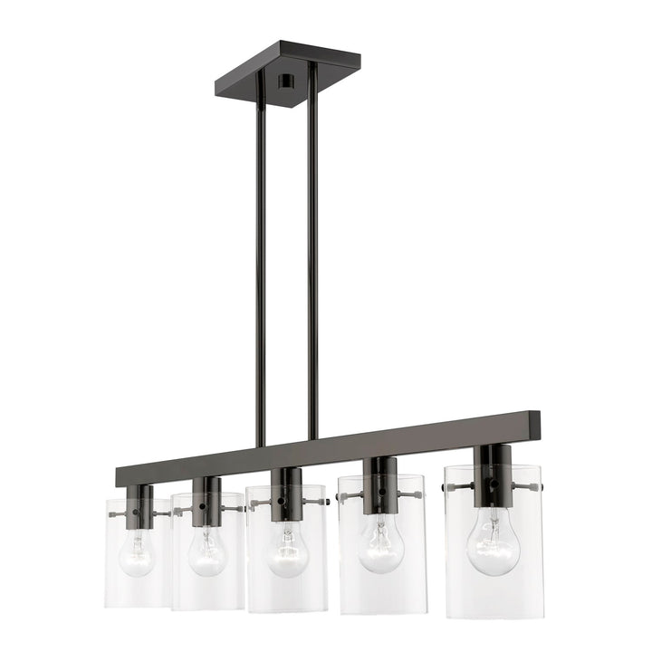 5 Light Black Chrome Linear Chandelier