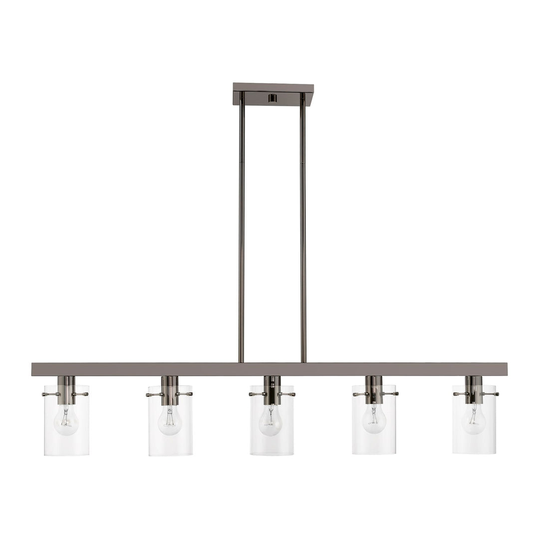 5 Light Black Chrome Linear Chandelier