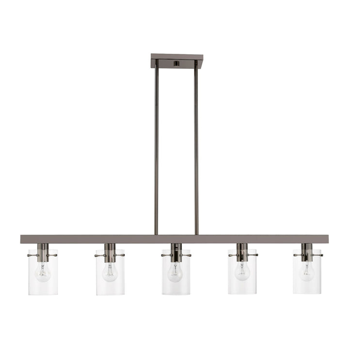 5 Light Black Chrome Linear Chandelier