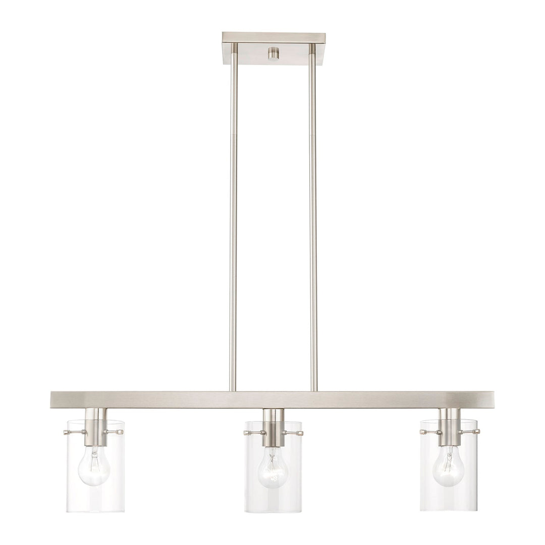 3 Light Brushed Nickel Linear Chandelier by Livex Lighting