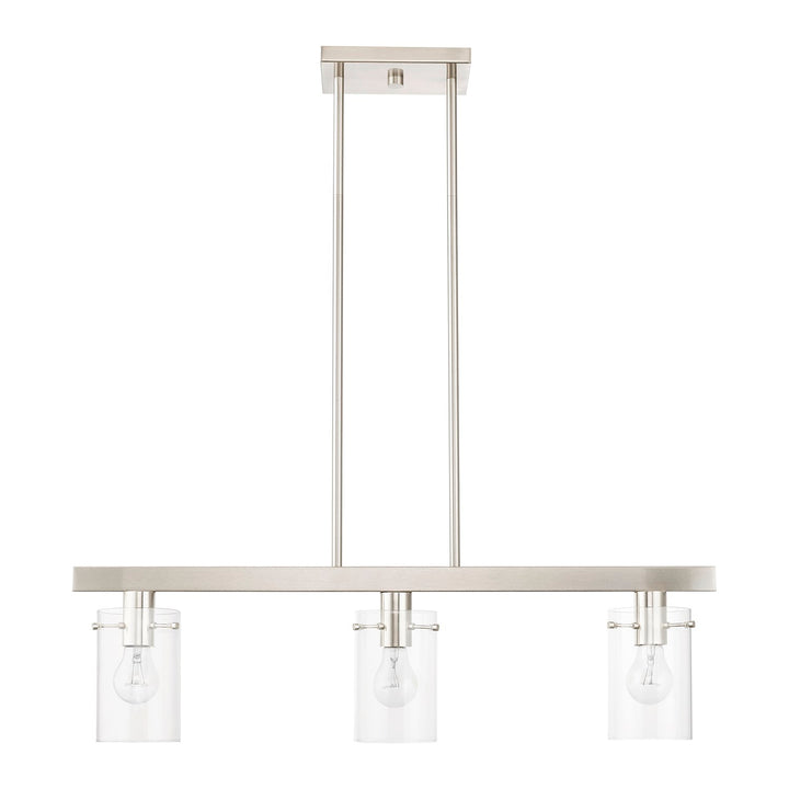 3 Light Brushed Nickel Linear Chandelier