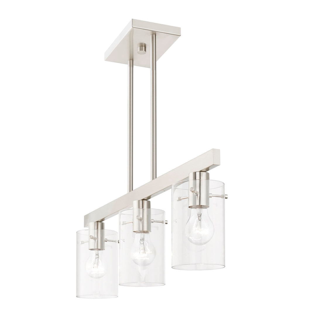 3 Light Brushed Nickel Linear Chandelier
