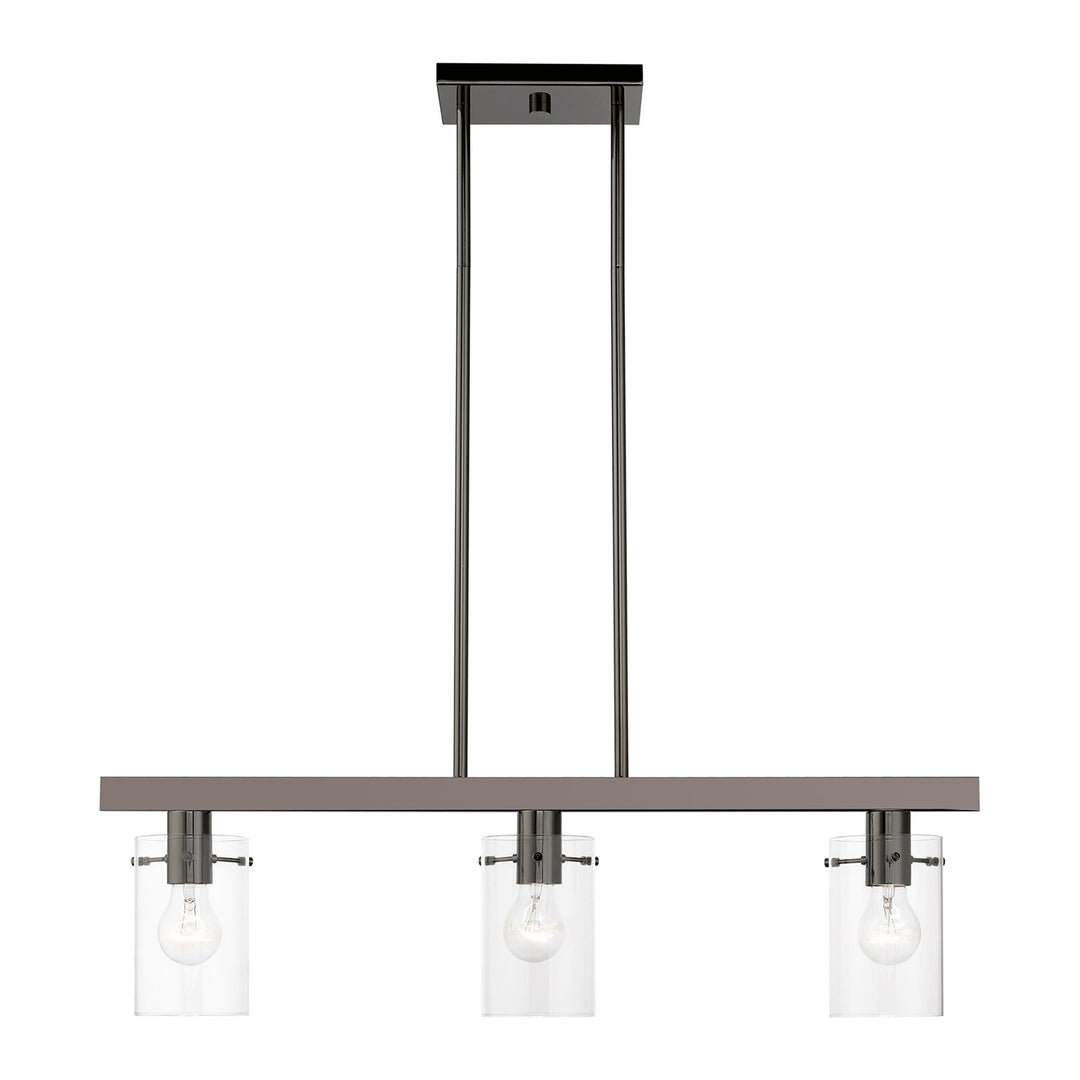 3 Light Black Chrome Linear Chandelier by Livex Lighting