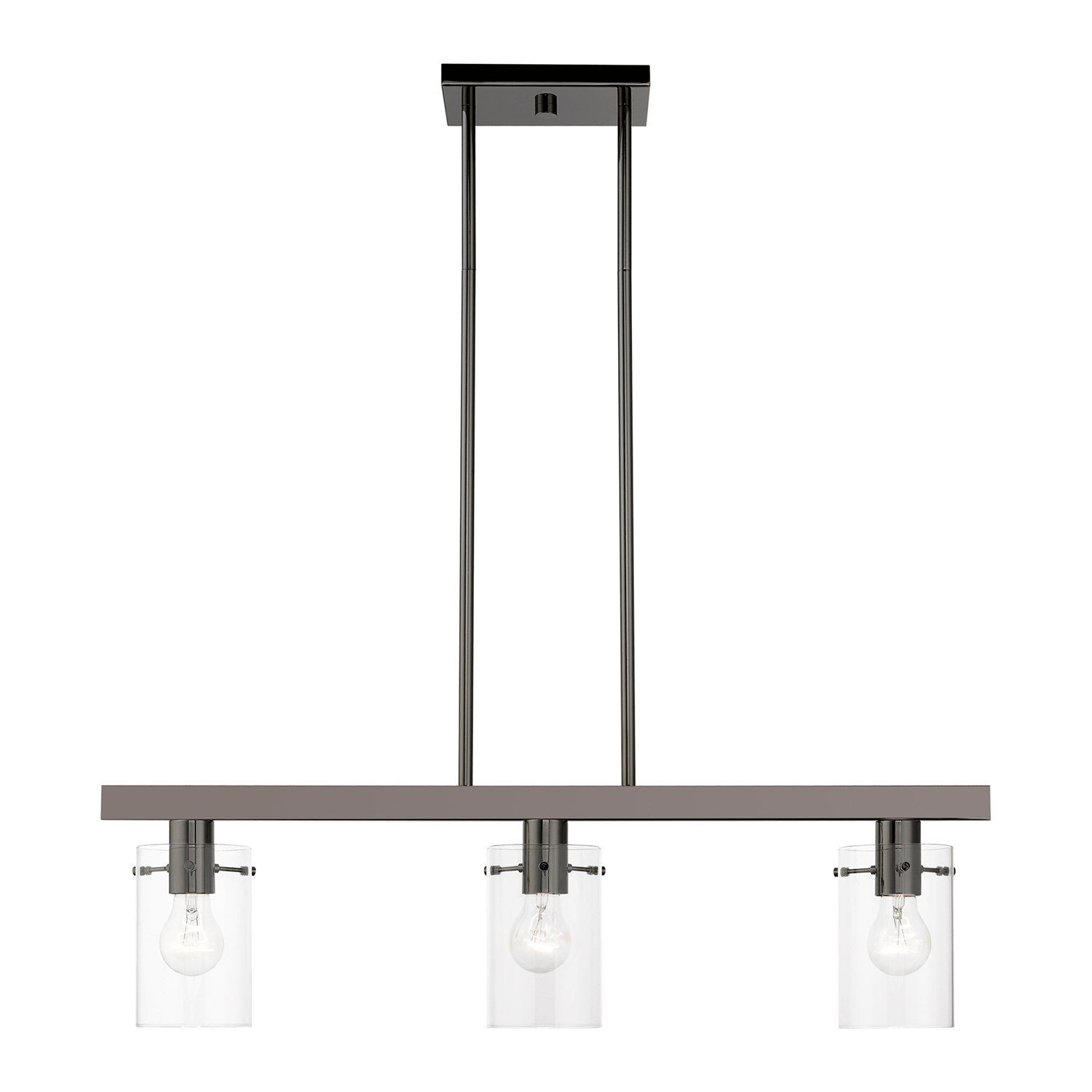 3 Light Black Chrome Linear Chandelier by Livex Lighting