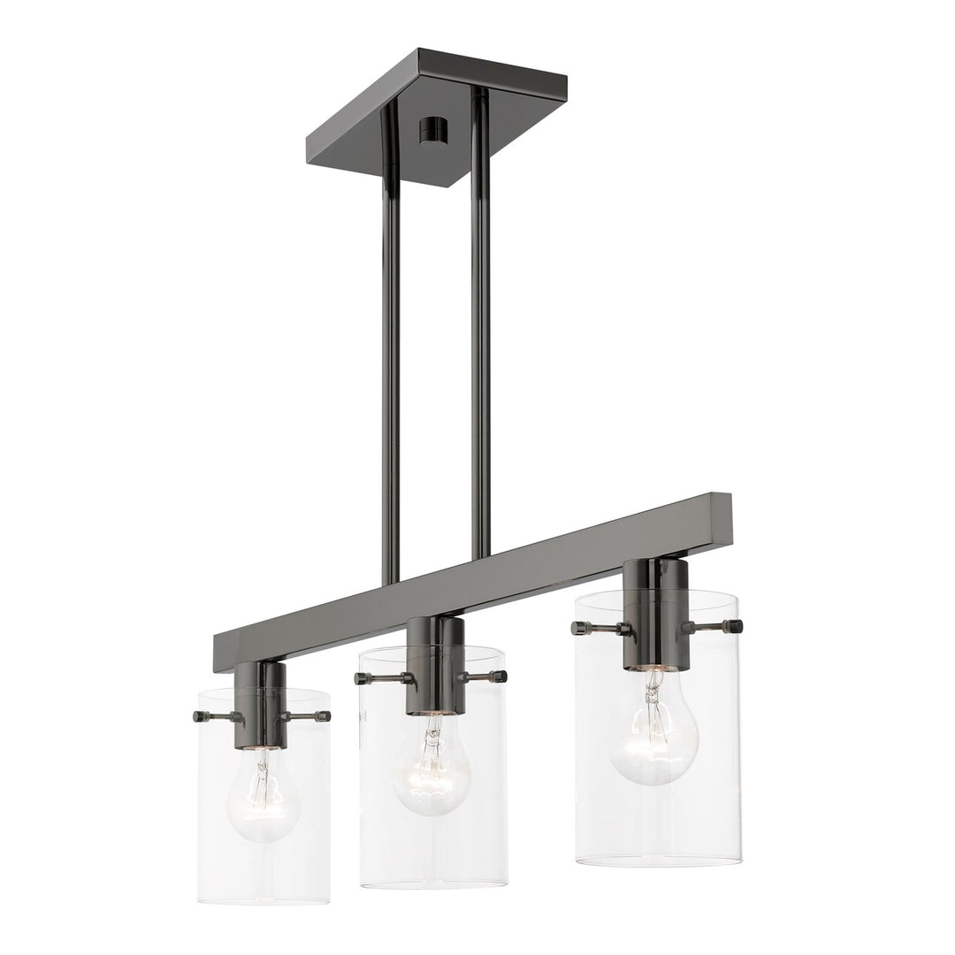 3 Light Black Chrome Linear Chandelier