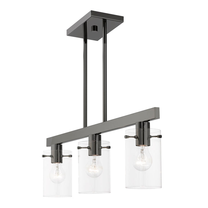 3 Light Black Chrome Linear Chandelier