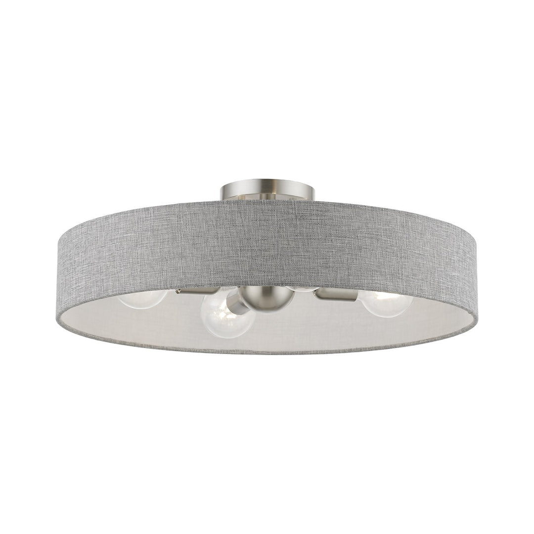 4 Light Brushed Nickel With Shiny White Accents Large Semi-Flush by Livex Lighting