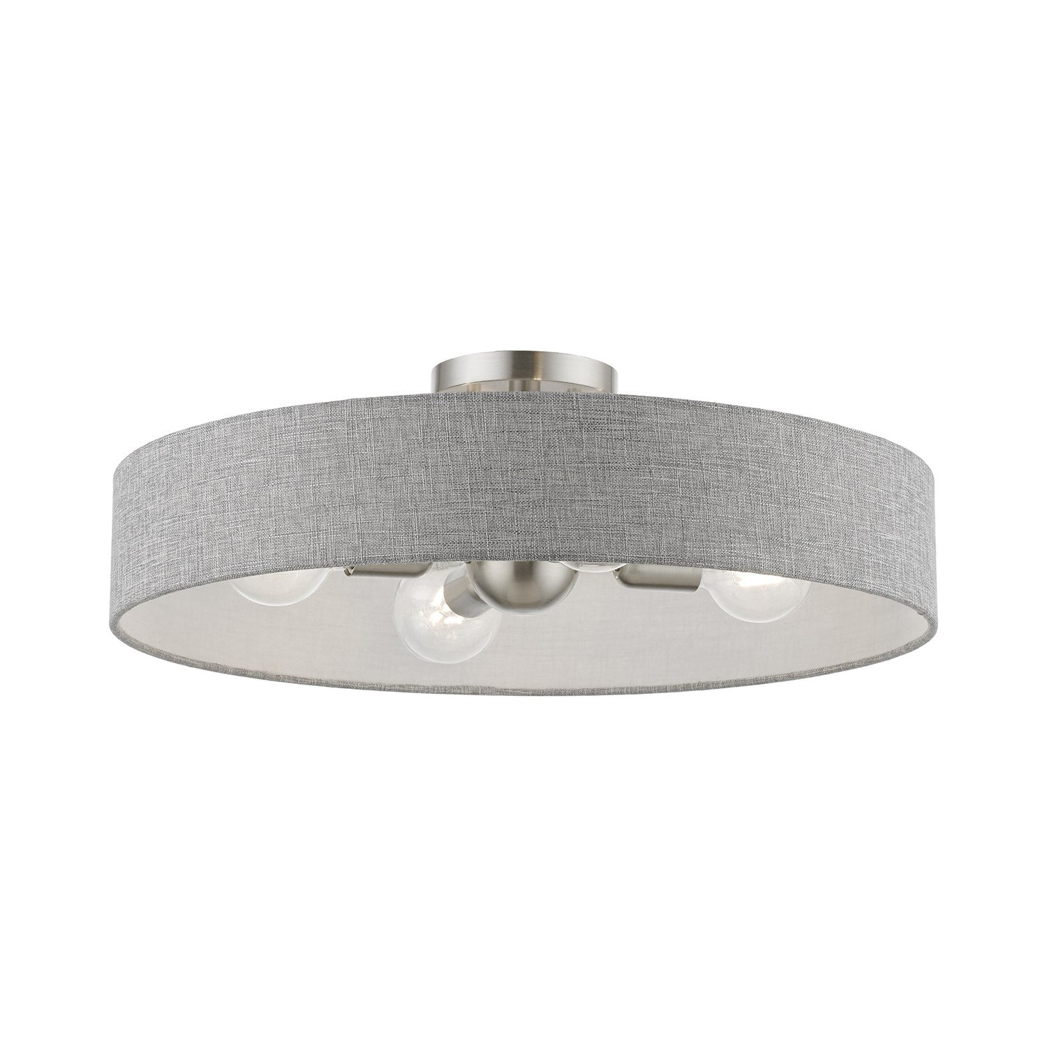 4 Light Brushed Nickel With Shiny White Accents Large Semi-Flush by Livex Lighting