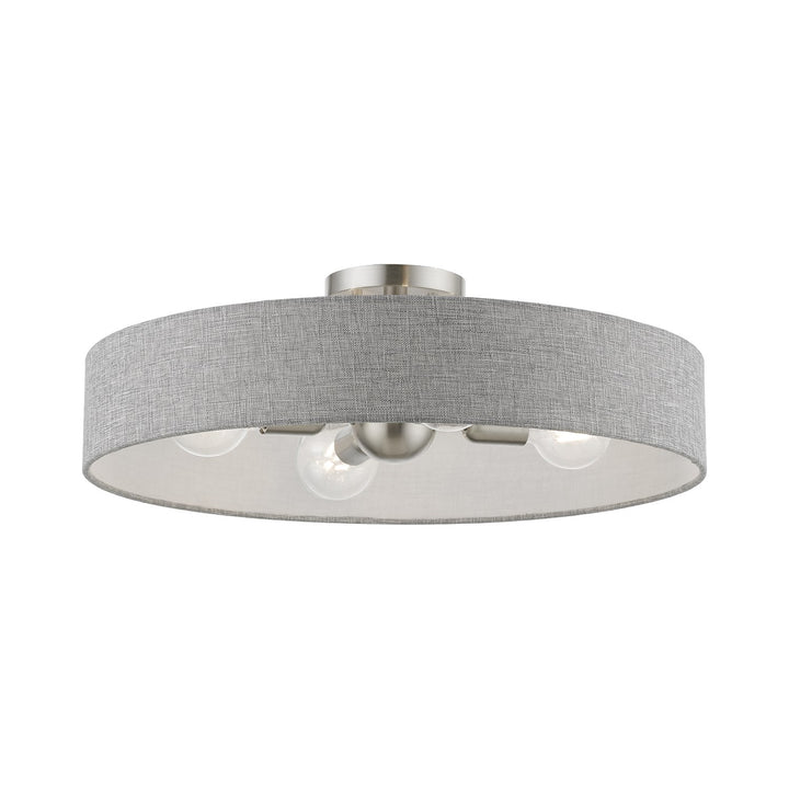 4 Light Brushed Nickel With Shiny White Accents Large Semi-Flush by Livex Lighting
