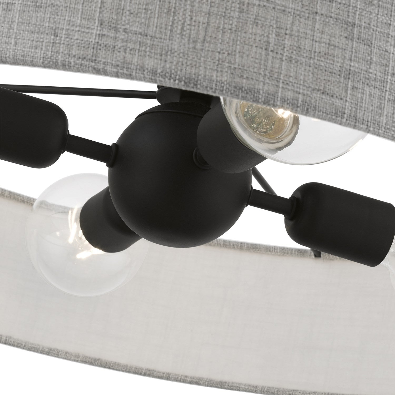 4 Light Black Large Semi-Flush