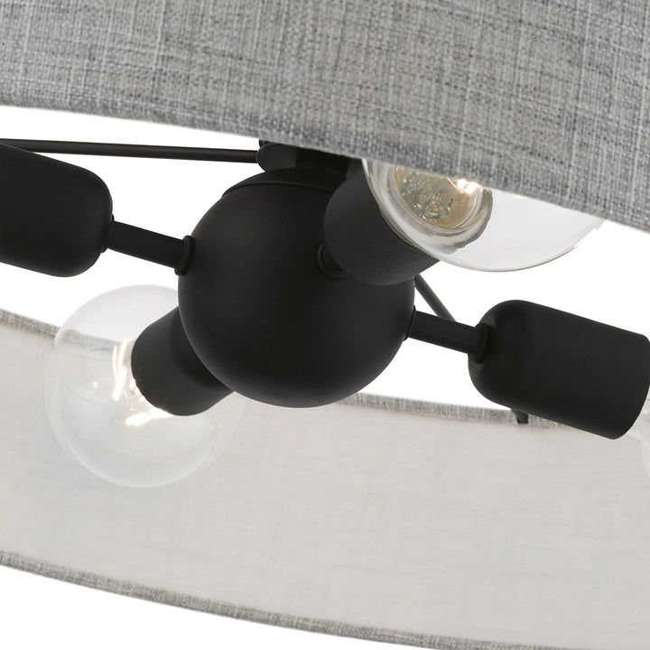 4 Light Black Large Semi-Flush