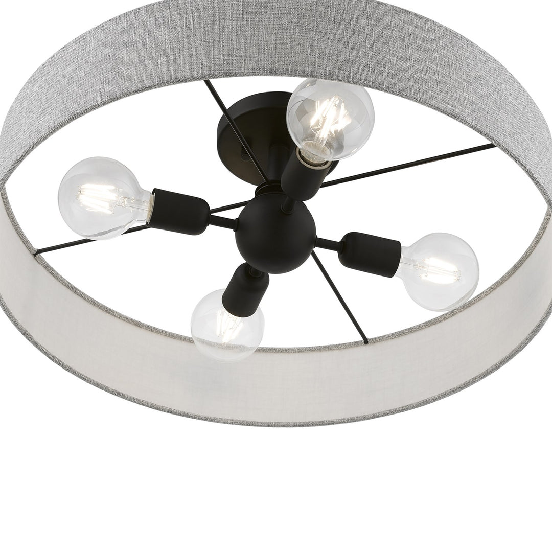 4 Light Black Large Semi-Flush