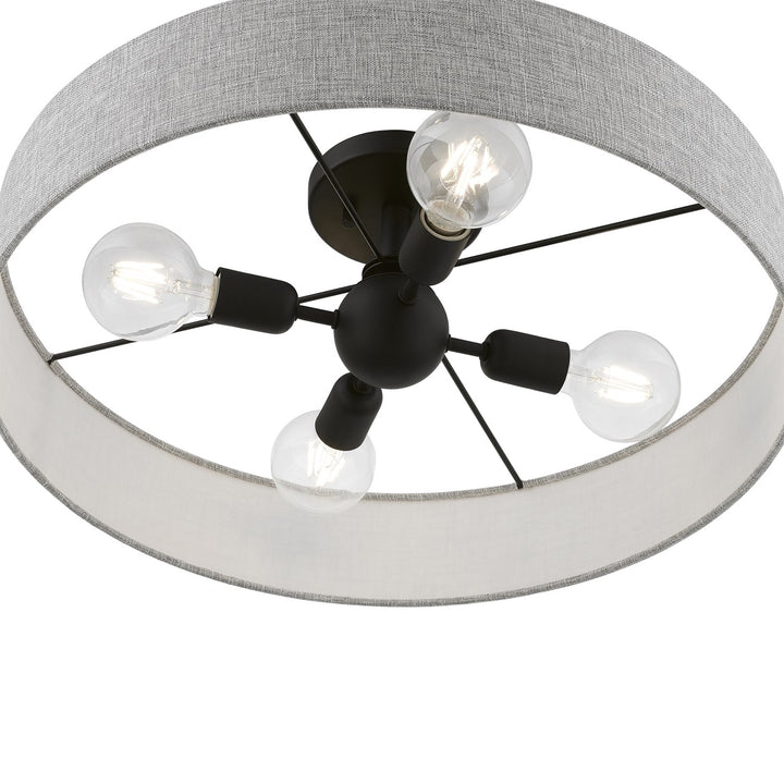 4 Light Black Large Semi-Flush