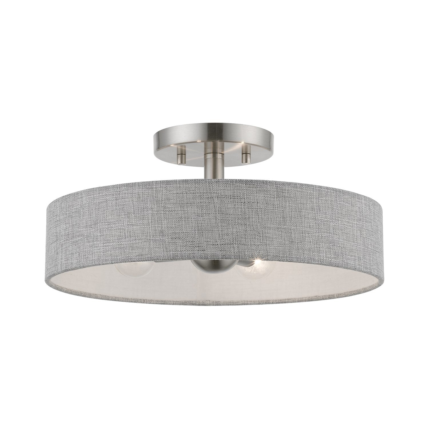 4 Light Brushed Nickel With Shiny White Accents Semi-Flush by Livex Lighting