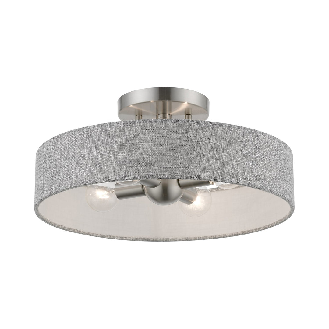 4 Light Brushed Nickel With Shiny White Accents Semi-Flush