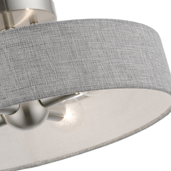 4 Light Brushed Nickel With Shiny White Accents Semi-Flush